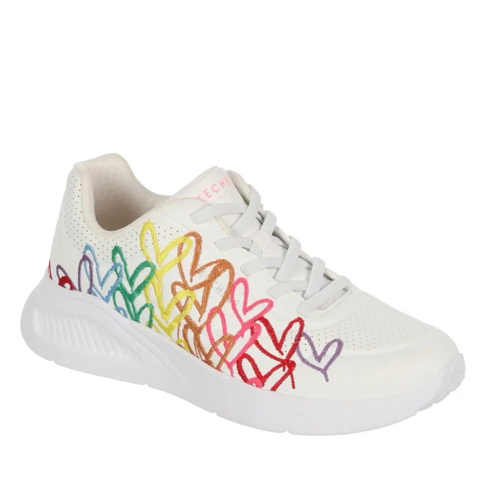Skechers Street Uno Shinin' Hearts Women's Sneaker - White/Multicolor - Picture 3 of 5